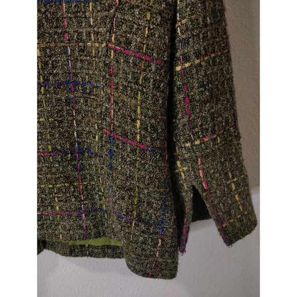 Uniform By John Paul Richard Green Tweed Acrylic Button Blazer Size 12 - Picture 8 of 9